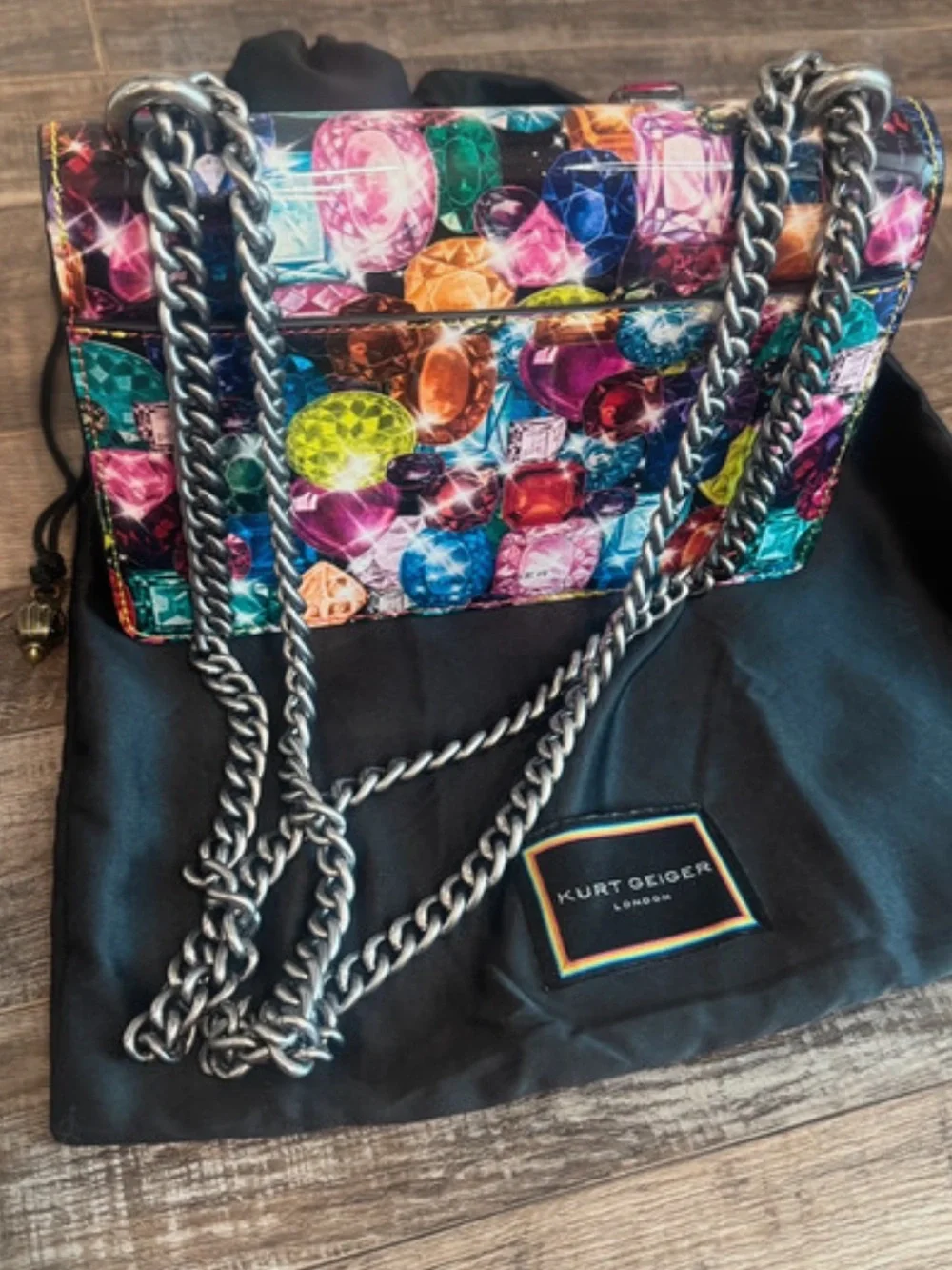 Kurt Geiger London Shorditch Jewel-Print Shoulder Bag in Multicolor Gem Tones